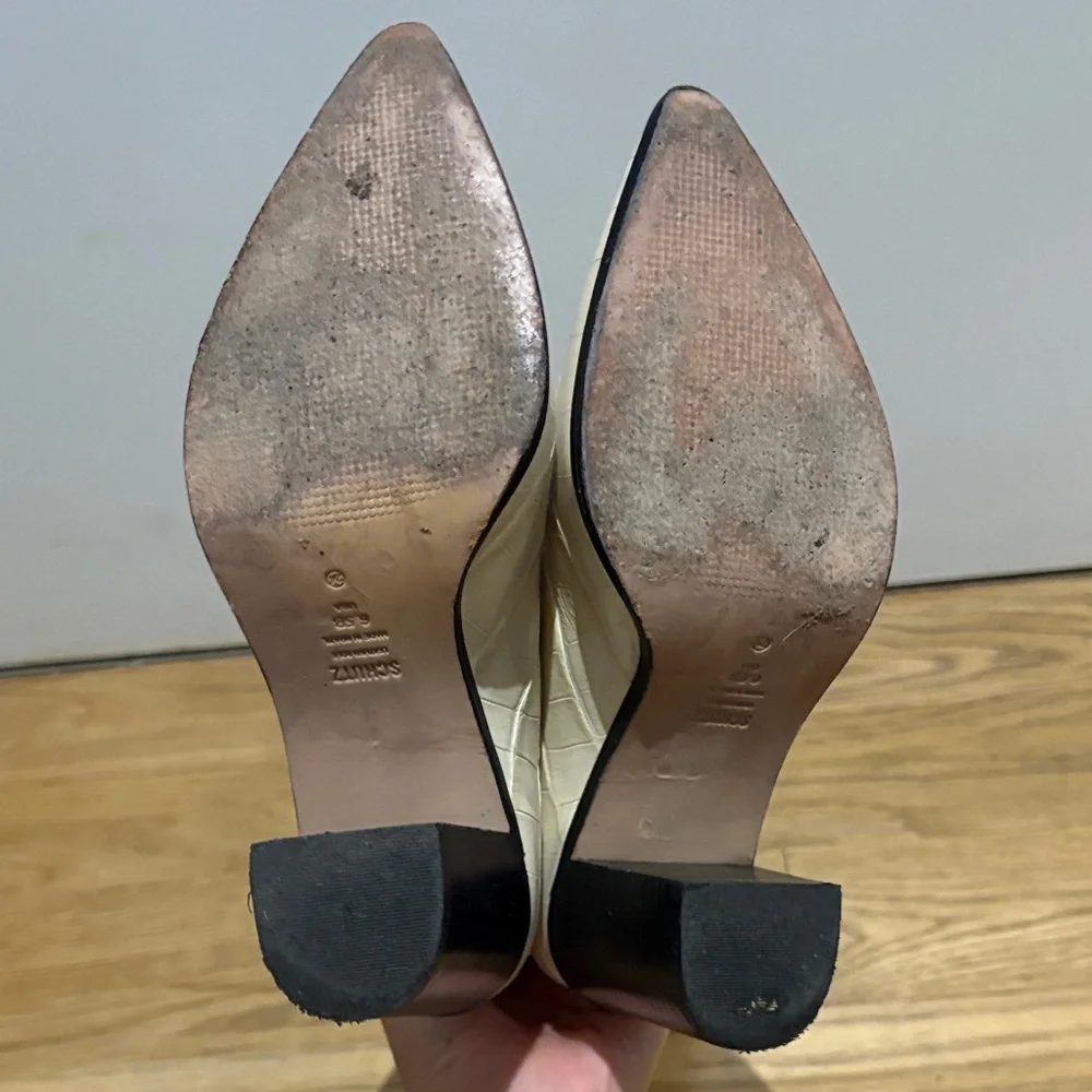 Schutz Maryana Eggshell Croc Knee-High Boots - Picture 9 of 10